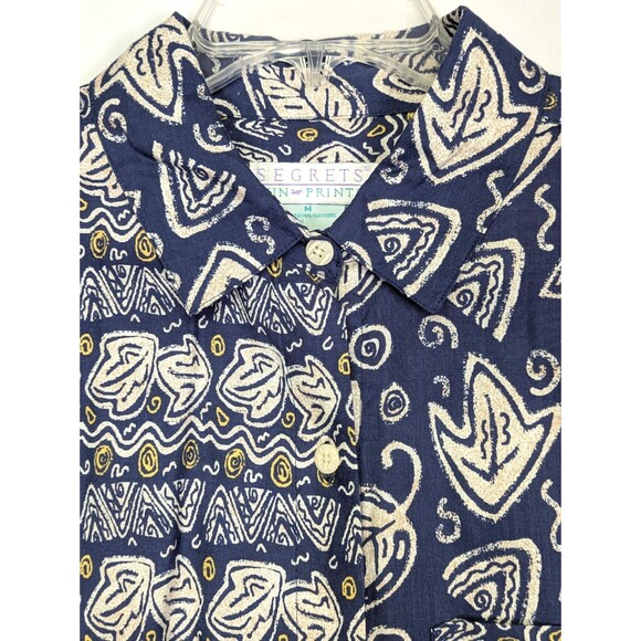 Vintage Segrets Sun Prints Womens Blouse Medium 100% Rayon Purple Multi Leaves - Picture 4 of 9